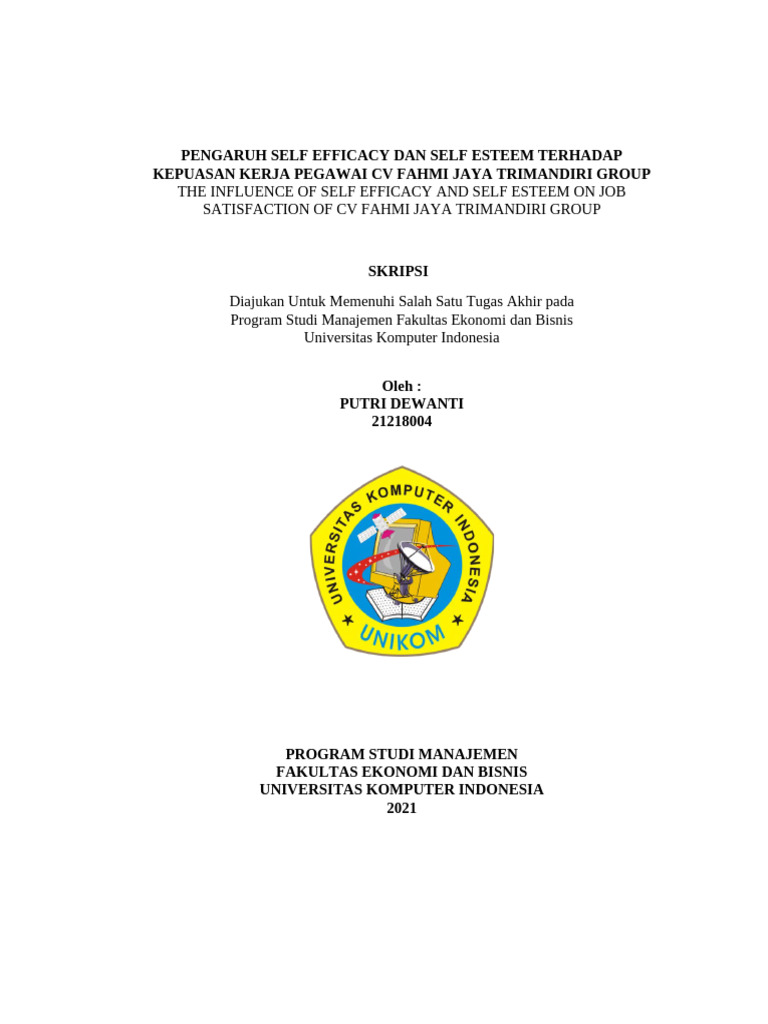 Pengaruh Self Efficacy dan Self Esteem pada Kepuasan Kerja | PDF