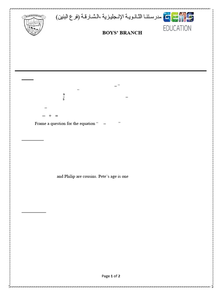 Simple Linear Equations Exercises for VII | PDF | Elementary Geometry ...