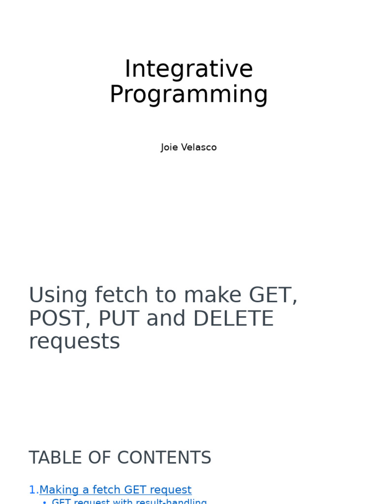Using Fetch for HTTP Requests in JS | PDF