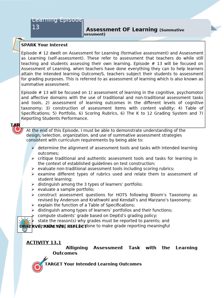 Summative Assessment Strategies Guide Pdf Educational Assessment
