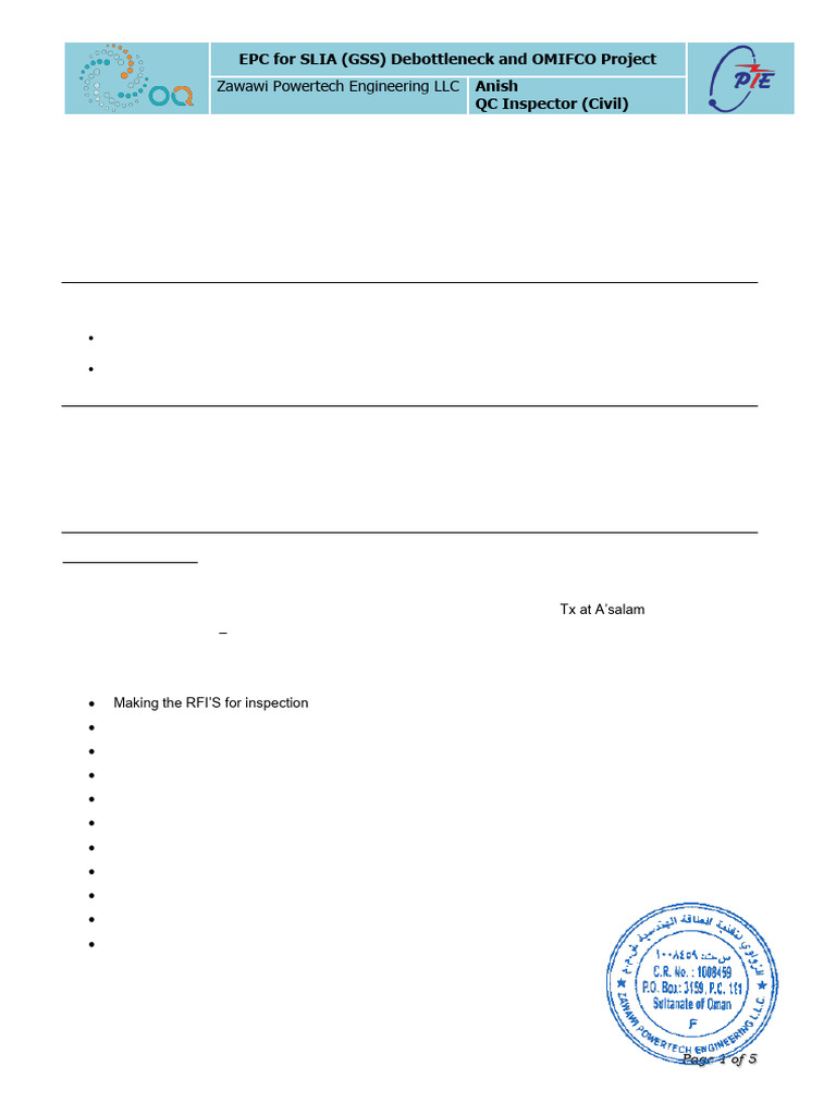 Civil QC Inspector Profile and Experience | PDF | Quality Assurance ...