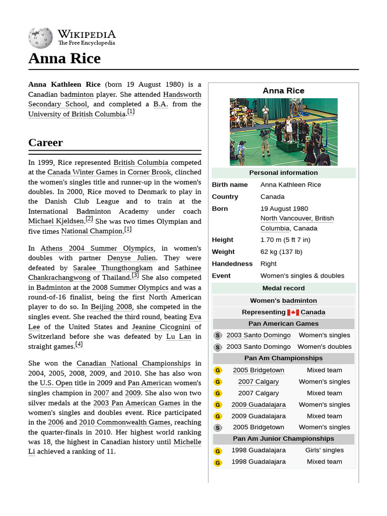 Anna_Rice | PDF | Sports Competitions | Sports