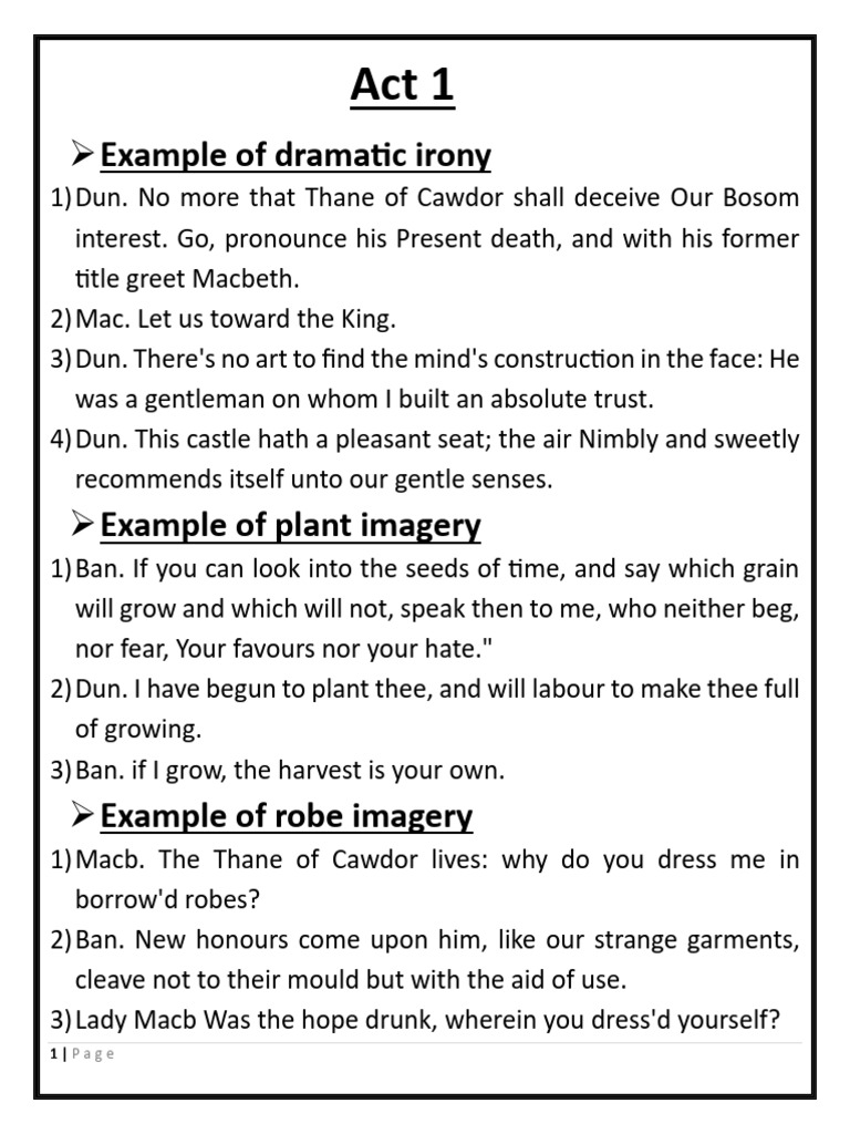 Dramatic Irony in Macbeth Examples | PDF