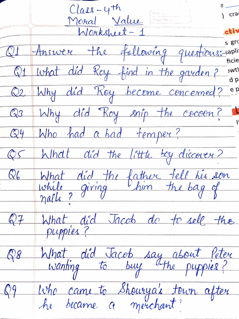 Moral.V - Worksheet - 1 | PDF