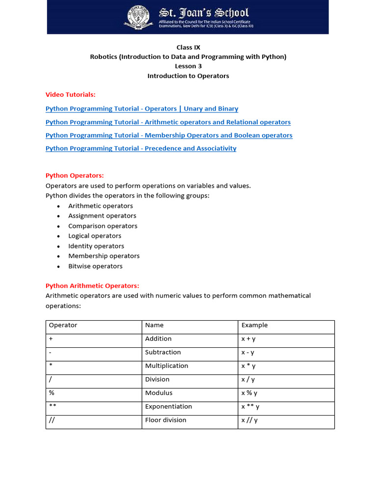 Class IX Robotics(Introduction to Data - Programming with Python ...