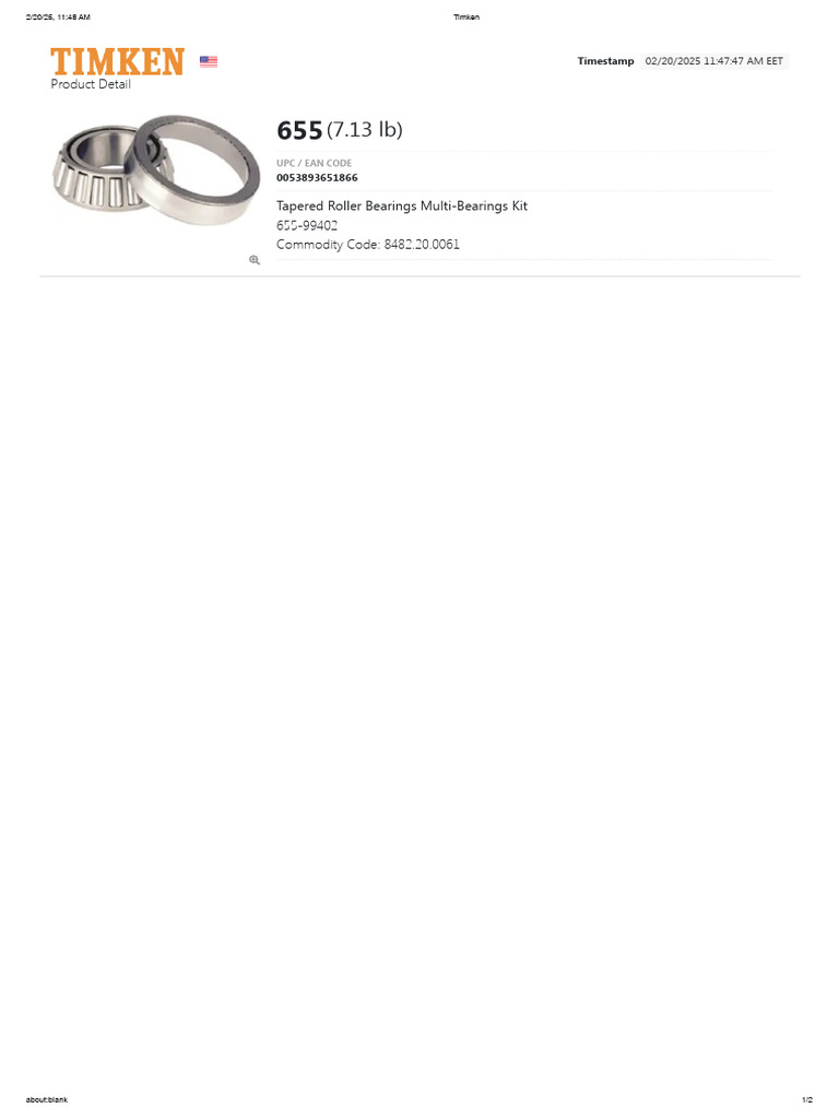 Timken Tapered Roller Bearings Kit | PDF
