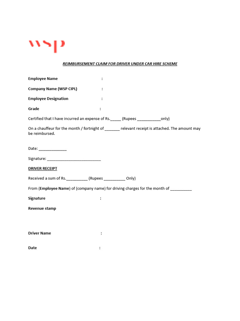 Driver Reimbursement Claim Form | PDF