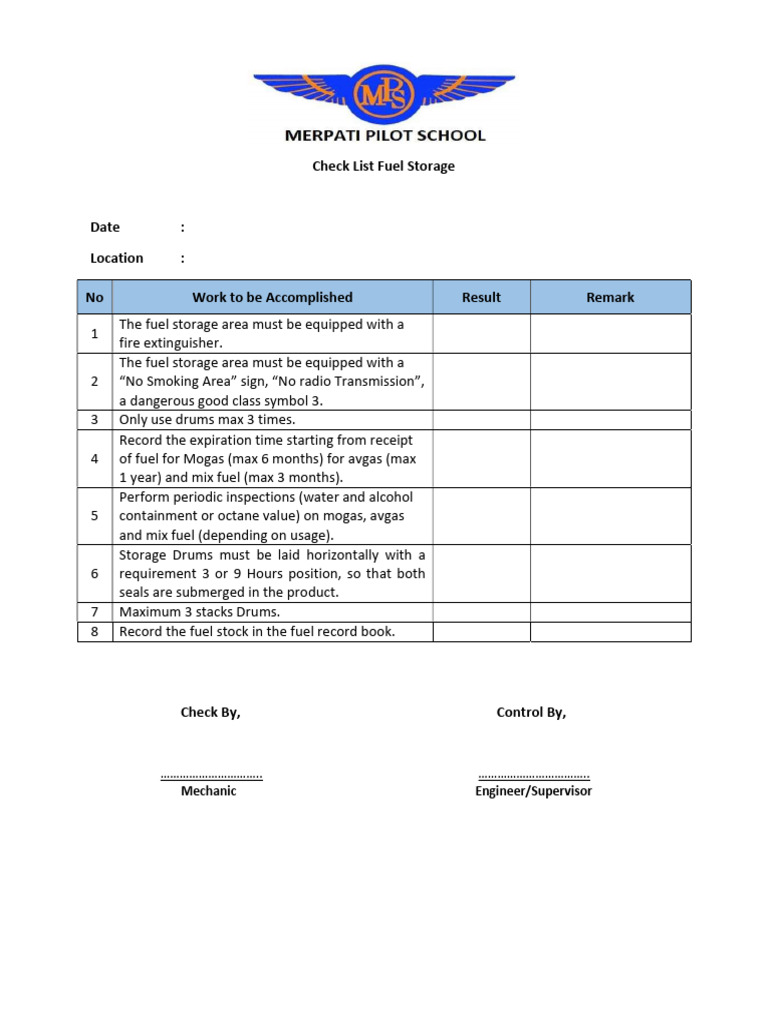 Fuel Storage Safety Checklist | PDF