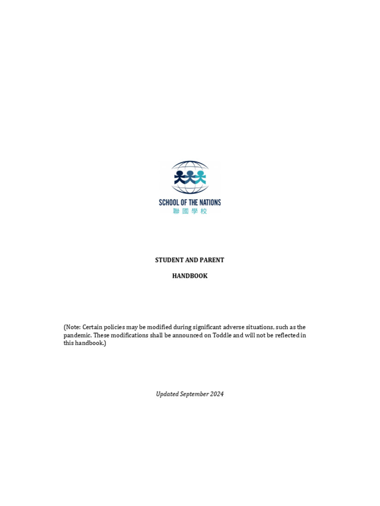 02 SEP Final STUDENT AND PARENT HANDBOOK 2425 | PDF | Schools | Homework