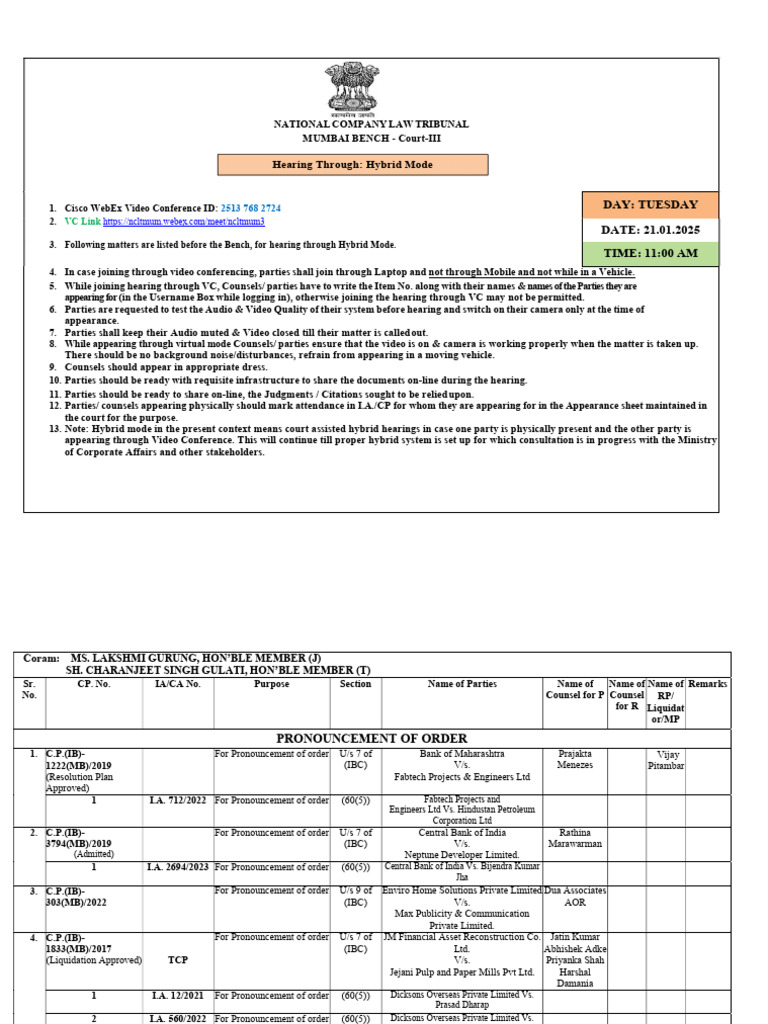 nclt-court-iii-mumbai-bench-cause-list-on-21-01-2025-pdf