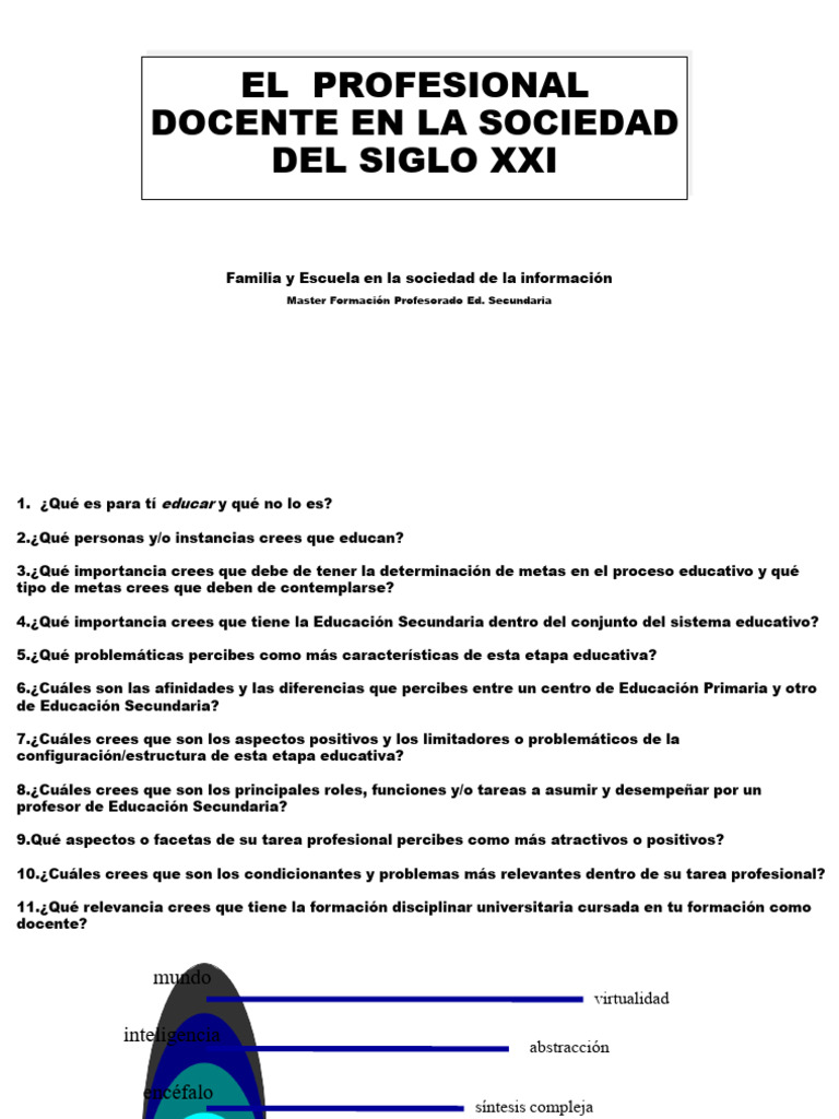 El Profesional Docente en La Sociedad Del Siglo XXI | PDF | Maestros ...