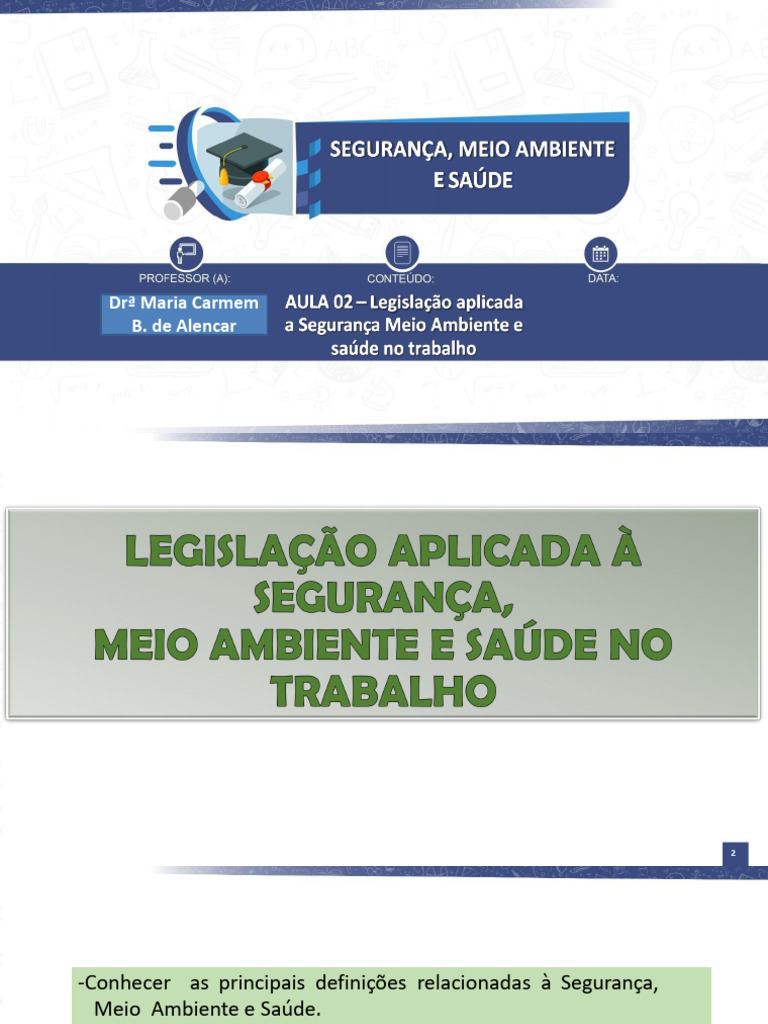 Aula 2 legislação aplicada a segurança, saúde e meio ambiente | PDF ...