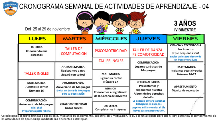 Cronograma de Actividades Nº4 IV Bim | PDF