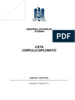 Lista Corpului Diplomatic 2011