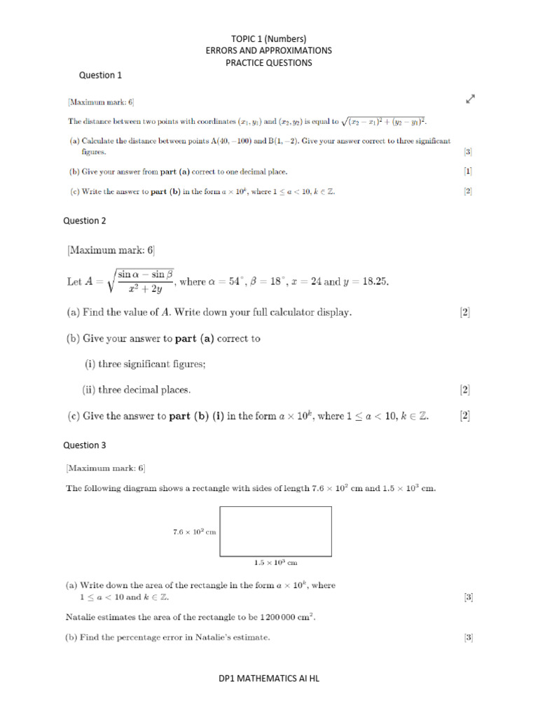 Errors and Approximation - Print | PDF