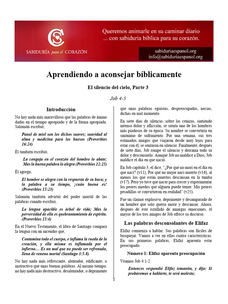 Consejos bíblicos en el sufrimiento de Job | PDF | Libro de trabajo ...