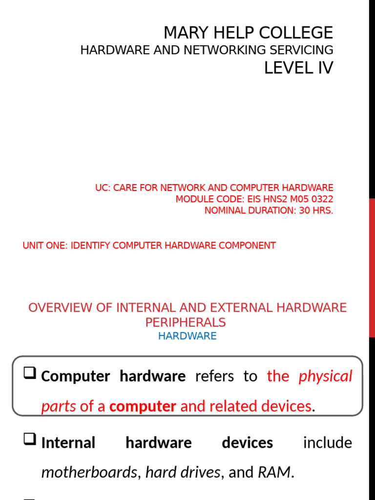 Unit #1 - Identify Computer Hardware Component | PDF | Hard Disk Drive ...