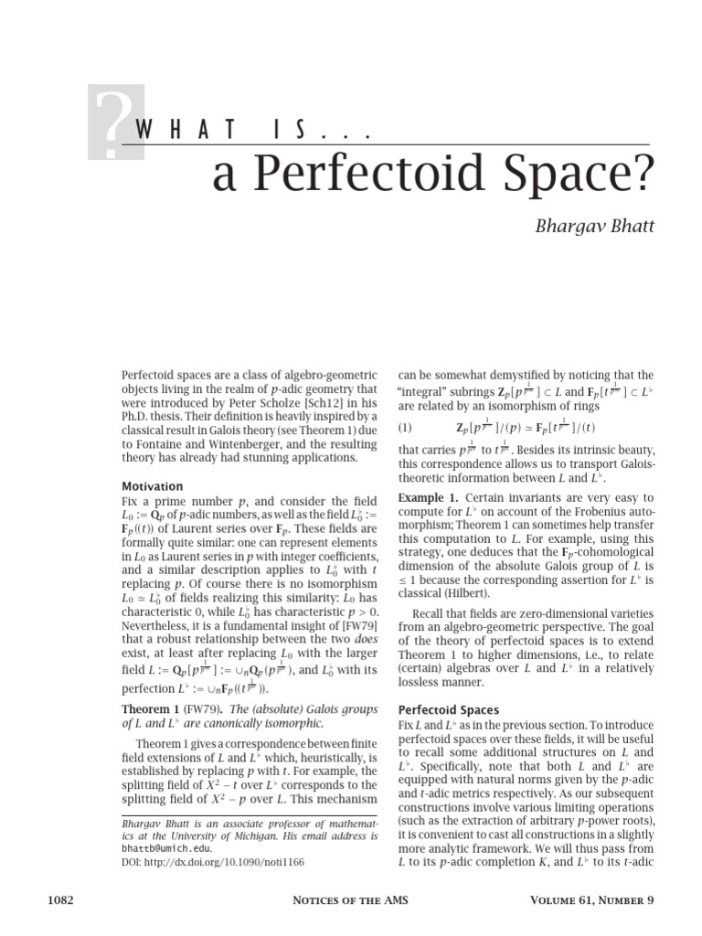 Understanding Perfectoid Spaces | PDF | Field (Mathematics) | Ring ...