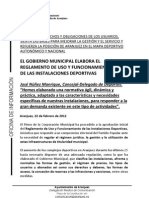 Elaborado El Reglamento para Instalaciones Deportivas