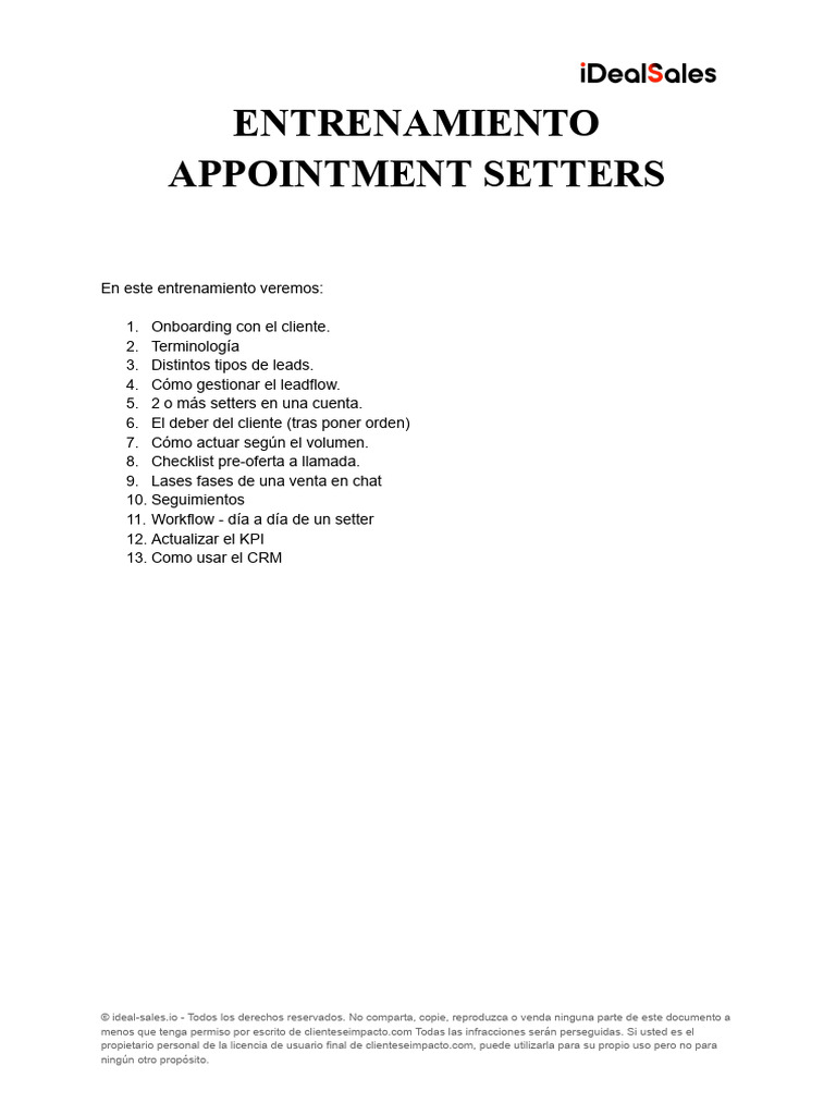 Entrenamiento para Appointment Setters | PDF | Chat en linea