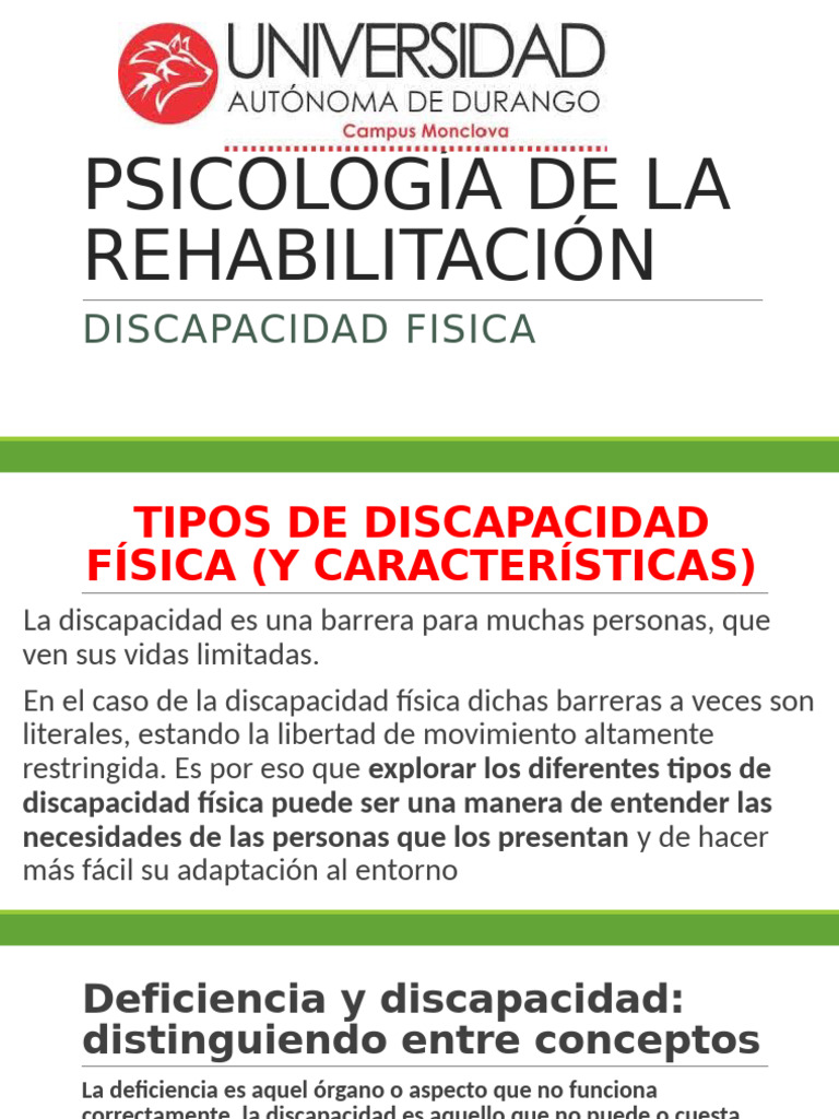 Tipos de Discapacidad Física y Características | PDF | Invalidez | Cerebro