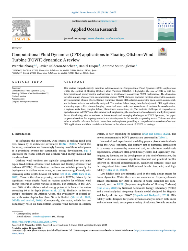 CFD in Floating Offshore Wind Turbines | PDF | Computational Fluid ...
