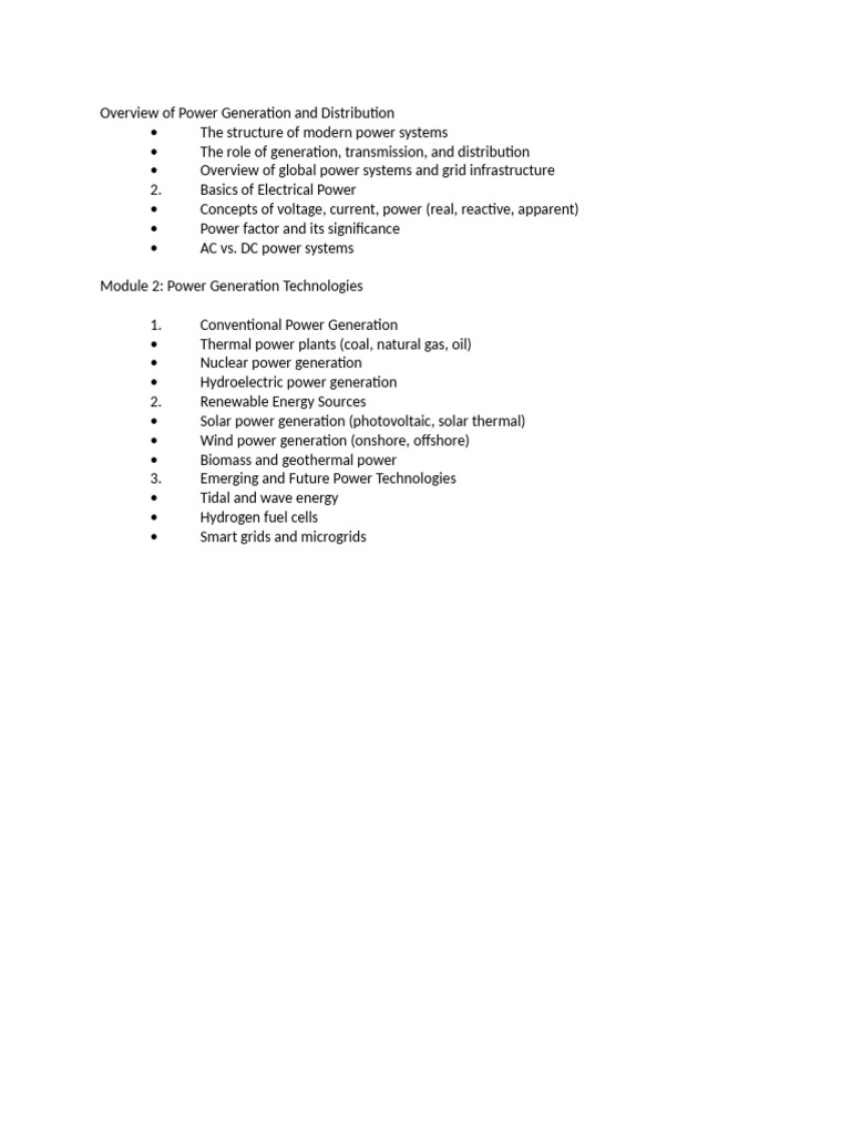 Power Generation and Distribution Overview | PDF