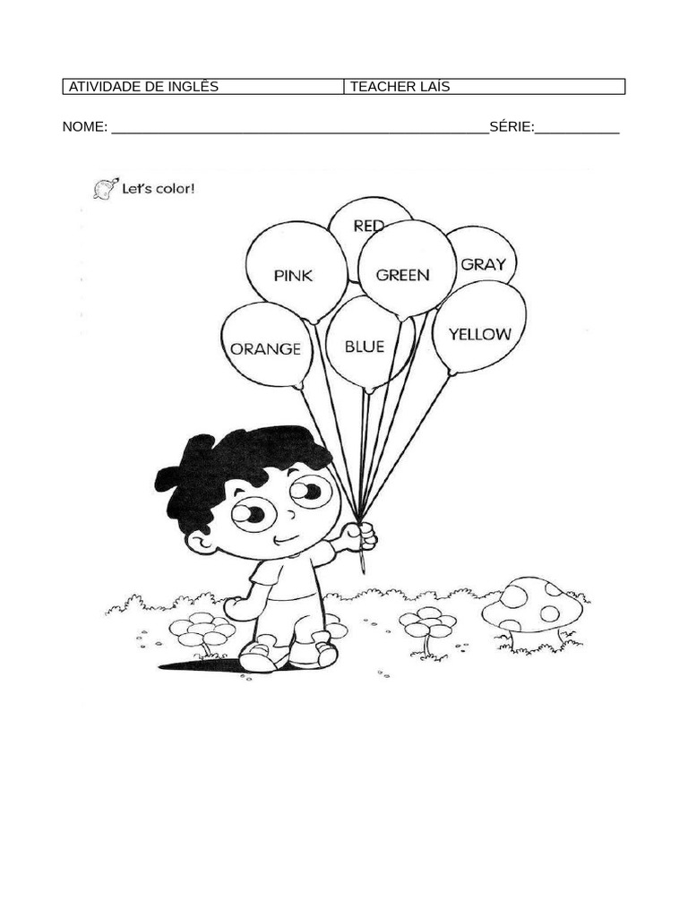 Atividade de Inglês Adaptada 1º Ano | PDF