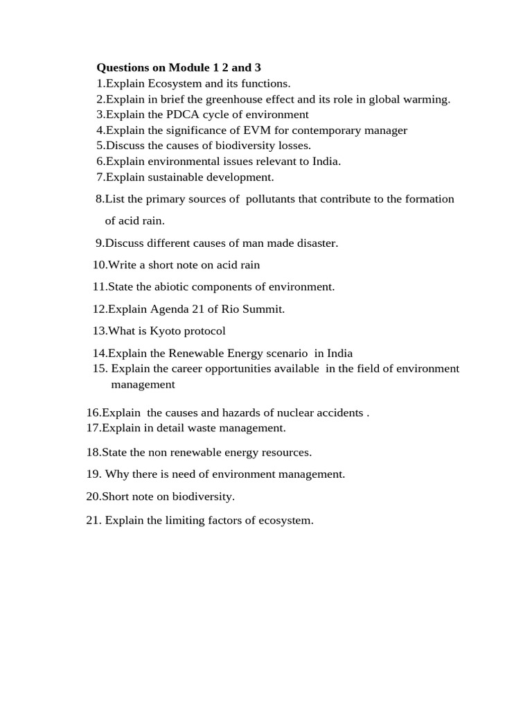 Environmental Management Questions Guide | PDF