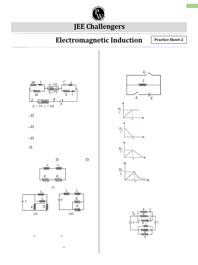 JEE Electromagnetic Induction Problems | PDF | Inductance | Inductor