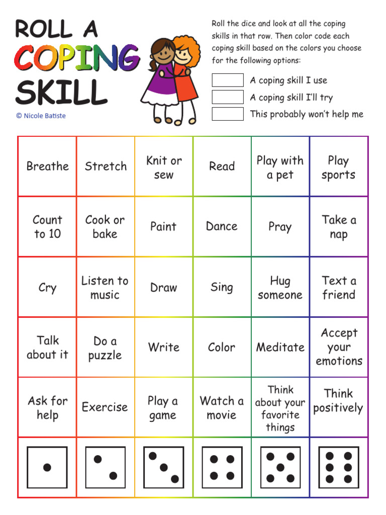 Coping Skills Dice Game Worksheet | PDF
