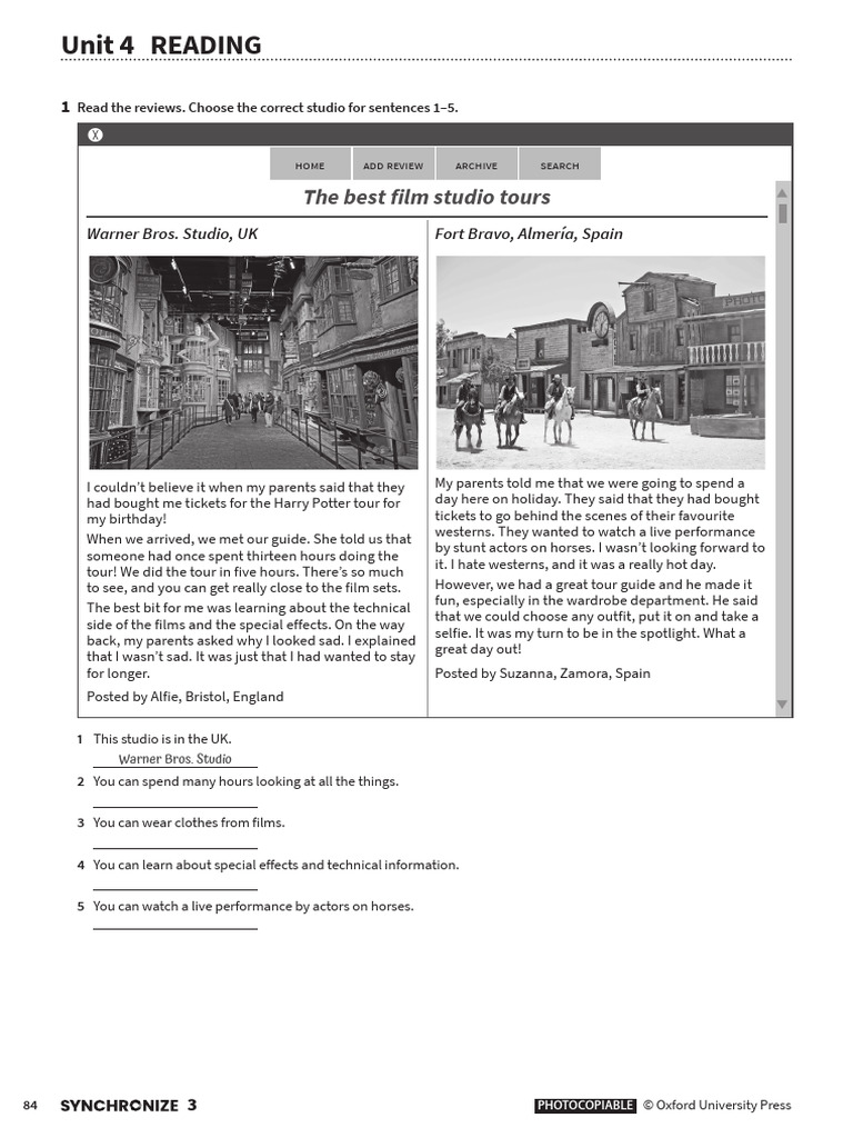 Worksheets Unit 4 Reading | PDF
