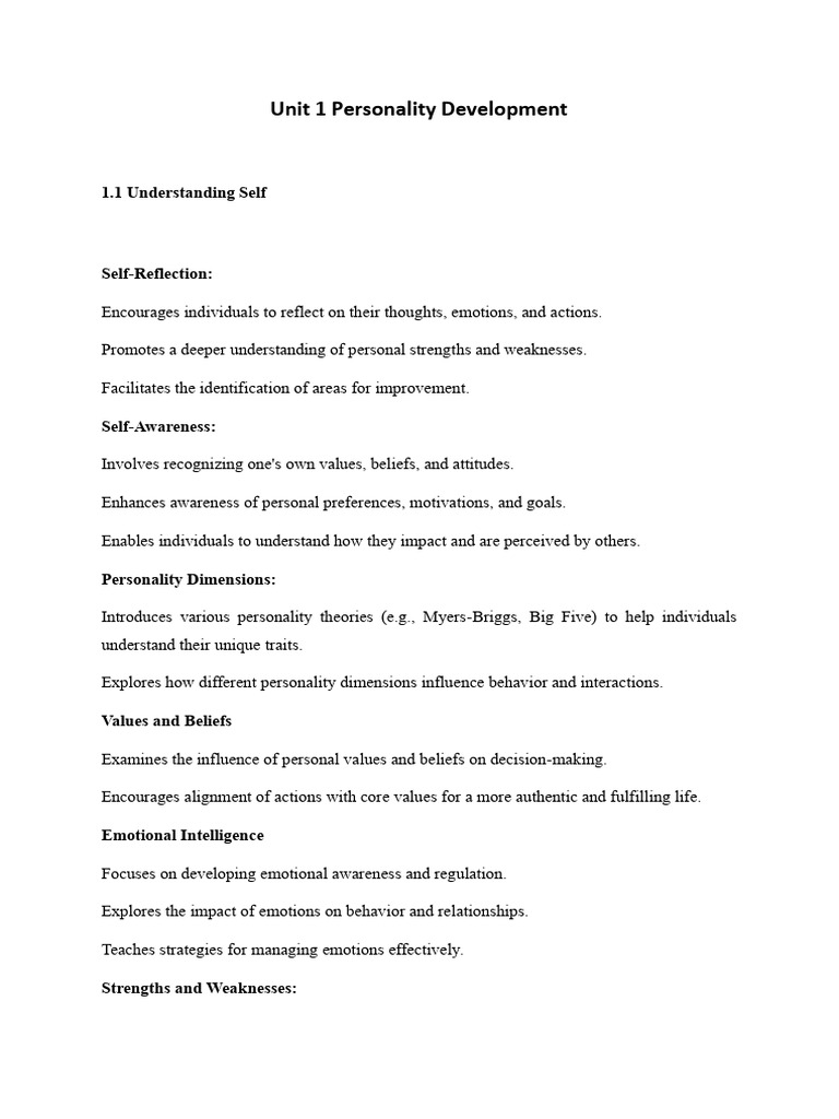 Unit 1 Personality Development Pdf Communication Nonverbal
