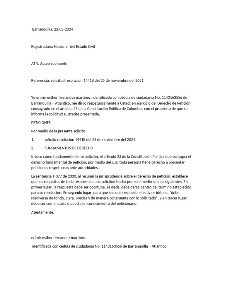 Solicitud de Resolución 14418 | PDF