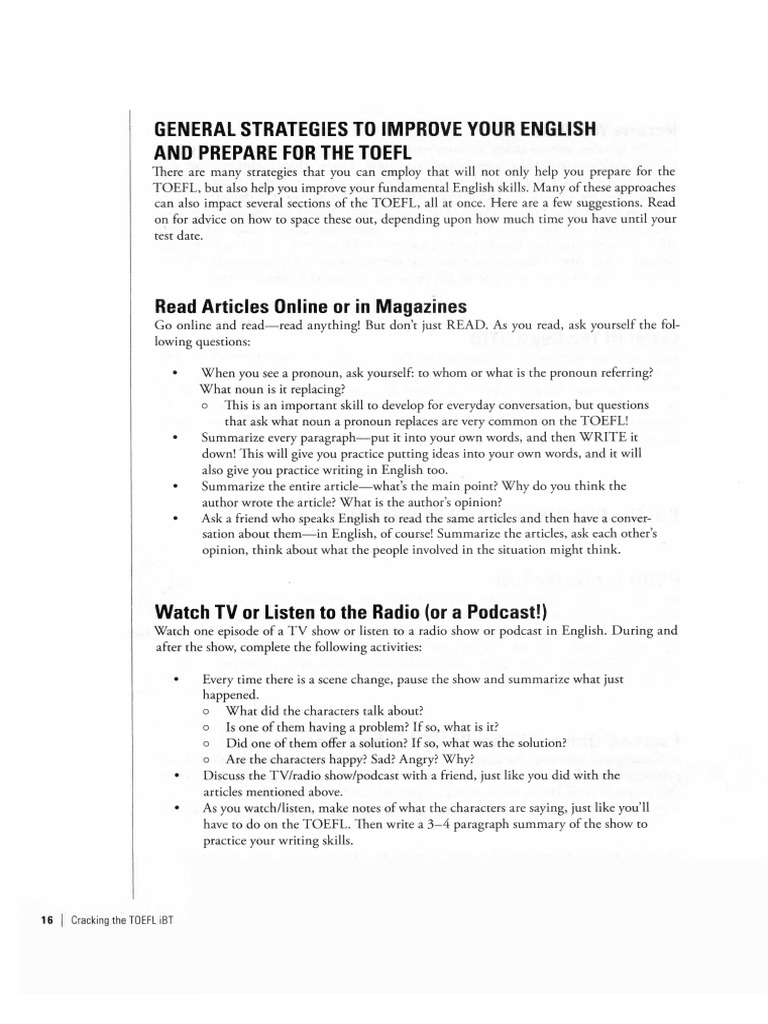 General Strategies To Improve Your English and Prepare For The TOEFL ...