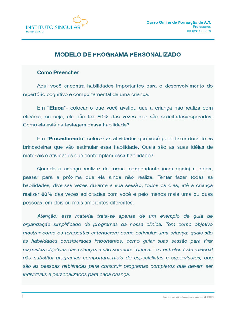 Guia de Estímulo para Crianças A.T. | PDF | Comportamento | Conceitos ...