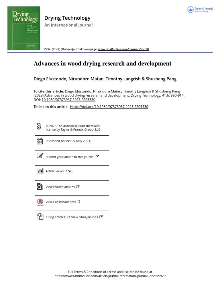 Advances in wood drying research and development | PDF | Wood | Creep ...