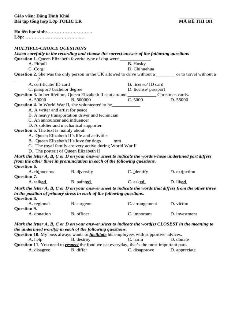 TOEIC LR Practice Test: Queen Elizabeth II | PDF | United Nations ...