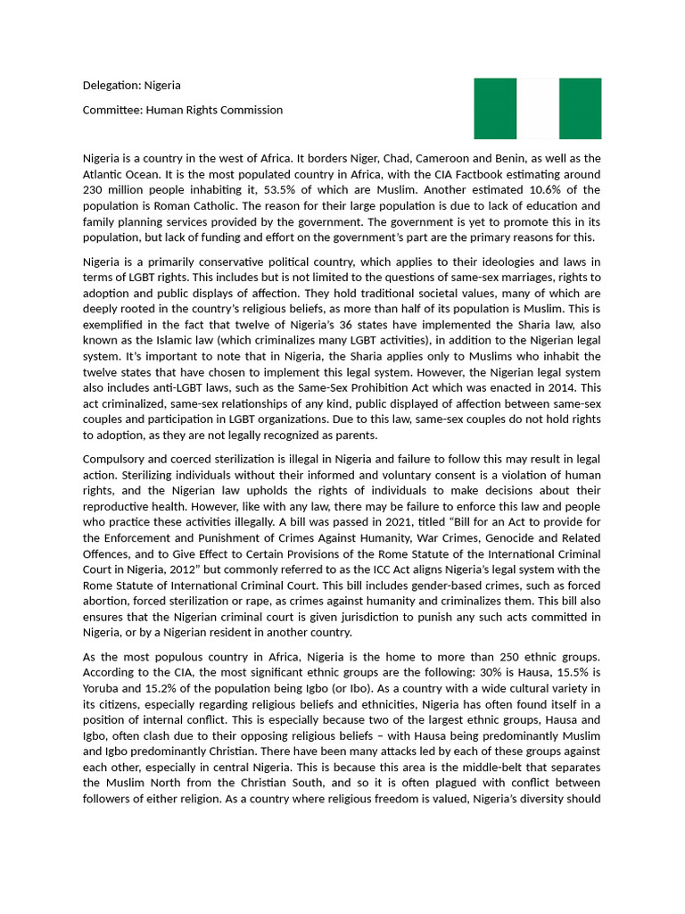 Nigeria HRC Position Paper | PDF | Nigeria | Crimes