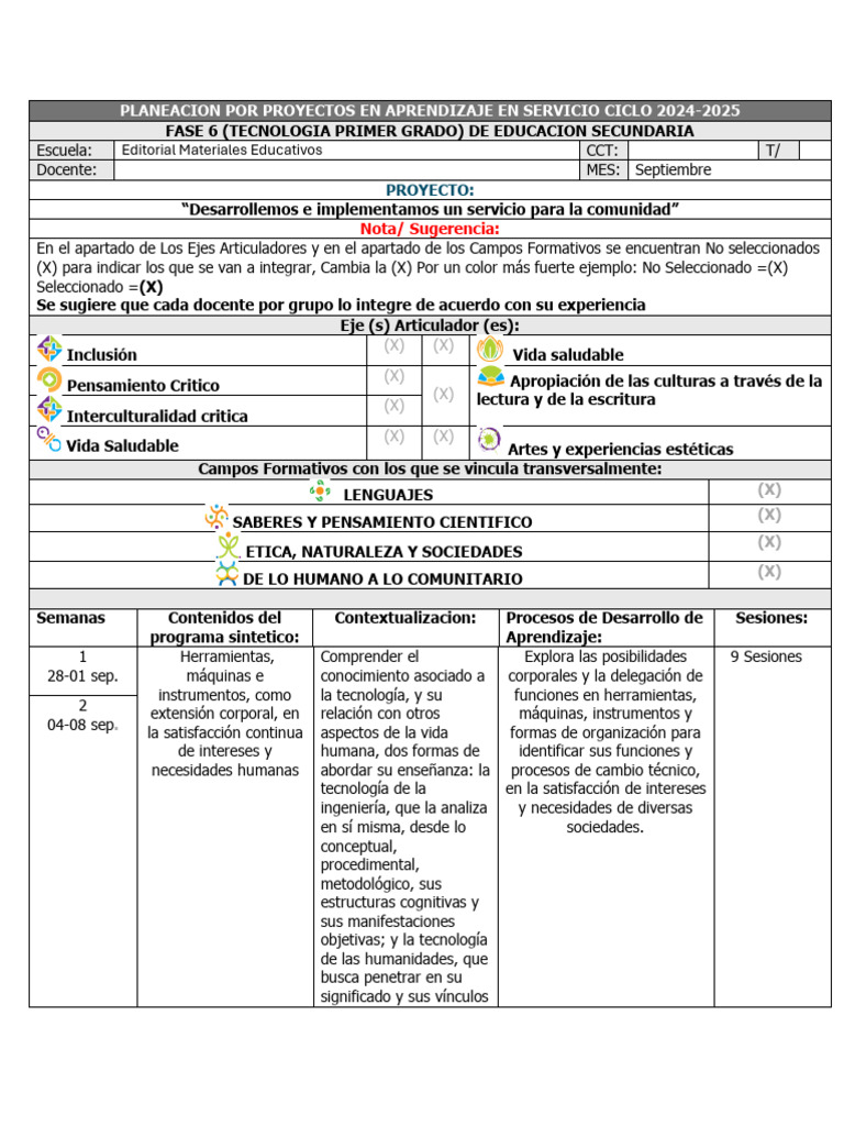 Planeación de Proyectos Educativos 2024-2025 | PDF | Planificación | Diseño