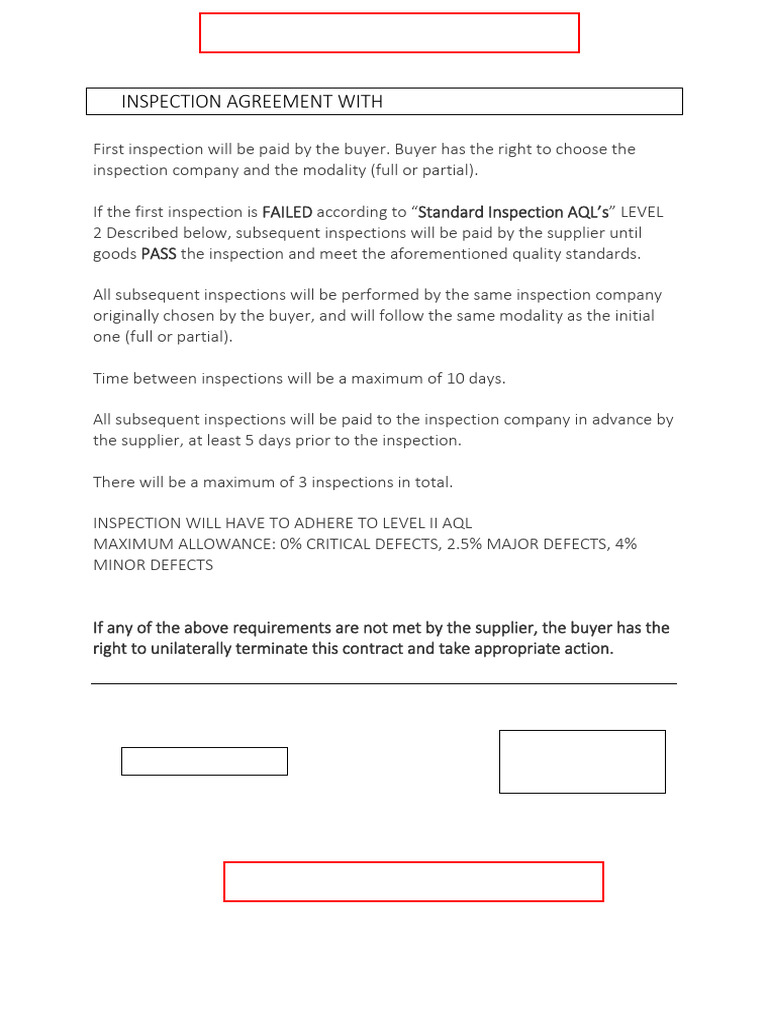 New Inspection Agreement Plantilla | PDF