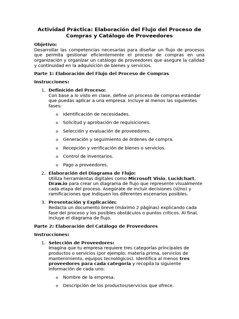 Flujo de Compras y Catálogo de Proveedores | PDF | Calidad (comercial ...