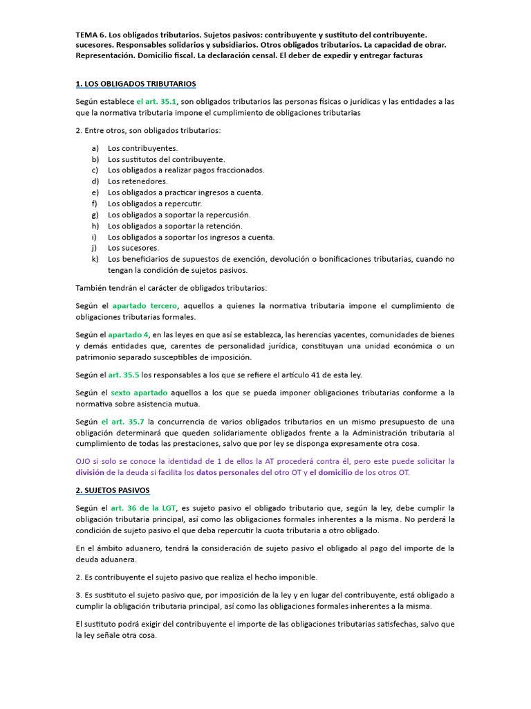 Obligados Tributarios y Sucesores Fiscales | PDF | Pagos | Herencia