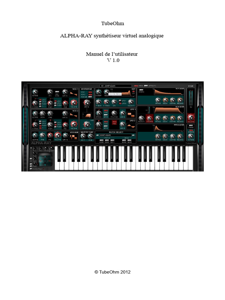 Synthétiseur Alpha-Ray : Manuel Utilisateur | PDF | Filtre (audio ...