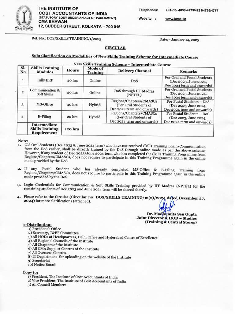 Clarification On Modalities of New Skills Training Scheme For ...