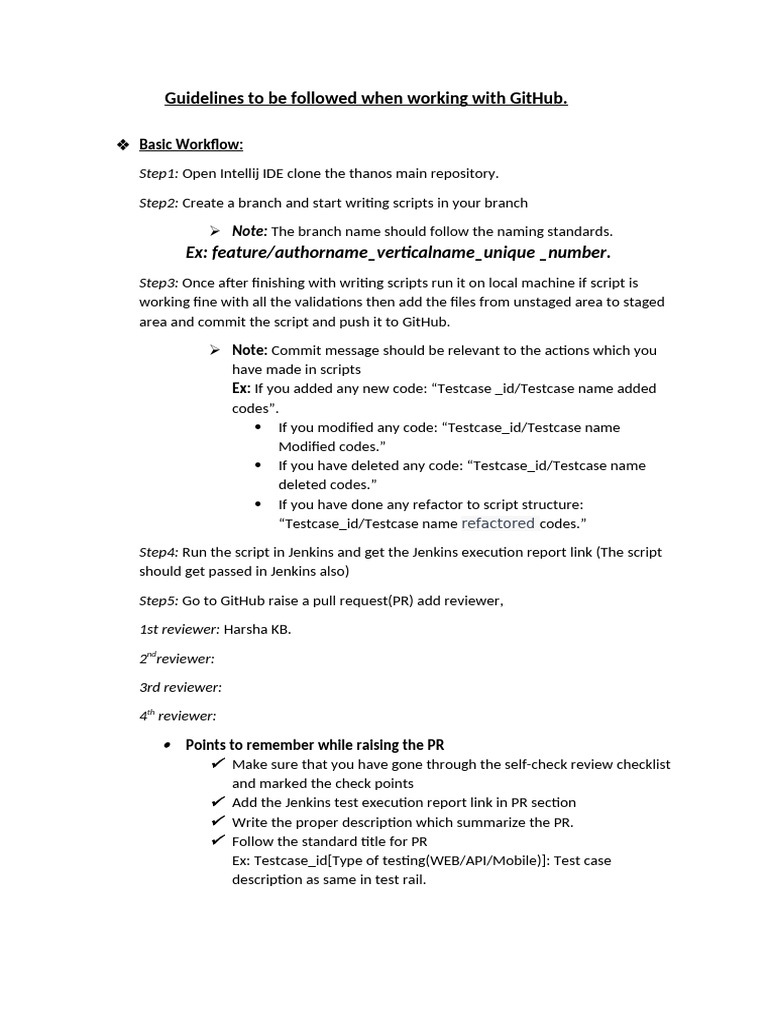 GitHub Workflow Guidelines | PDF