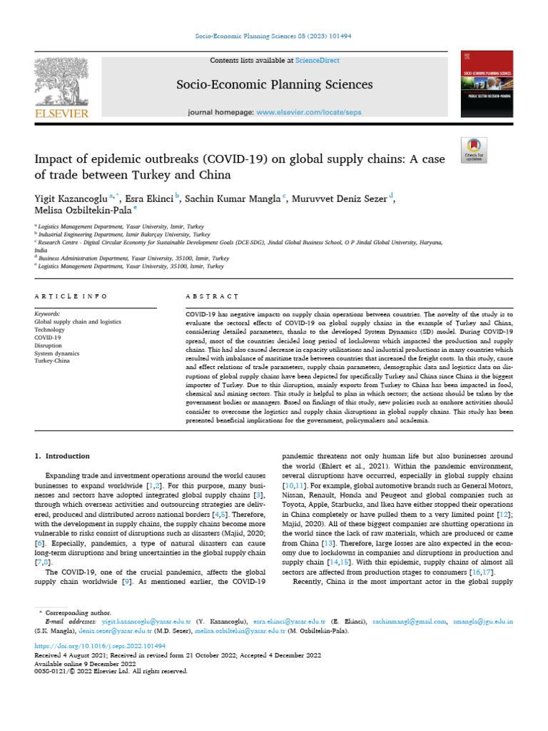 COVID-19's Impact on Turkey-China Trade | PDF | Supply Chain | Logistics