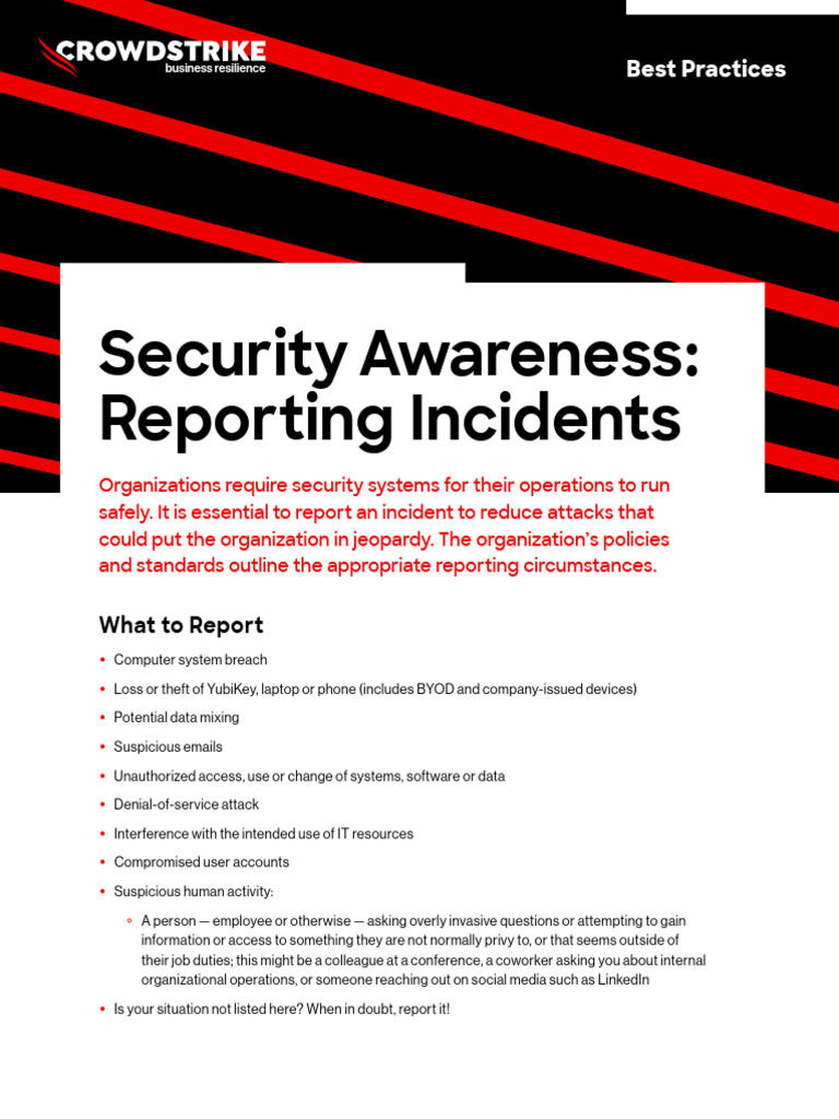 Security Awareness Reporting Incidentspdf | PDF | Security | Computer ...