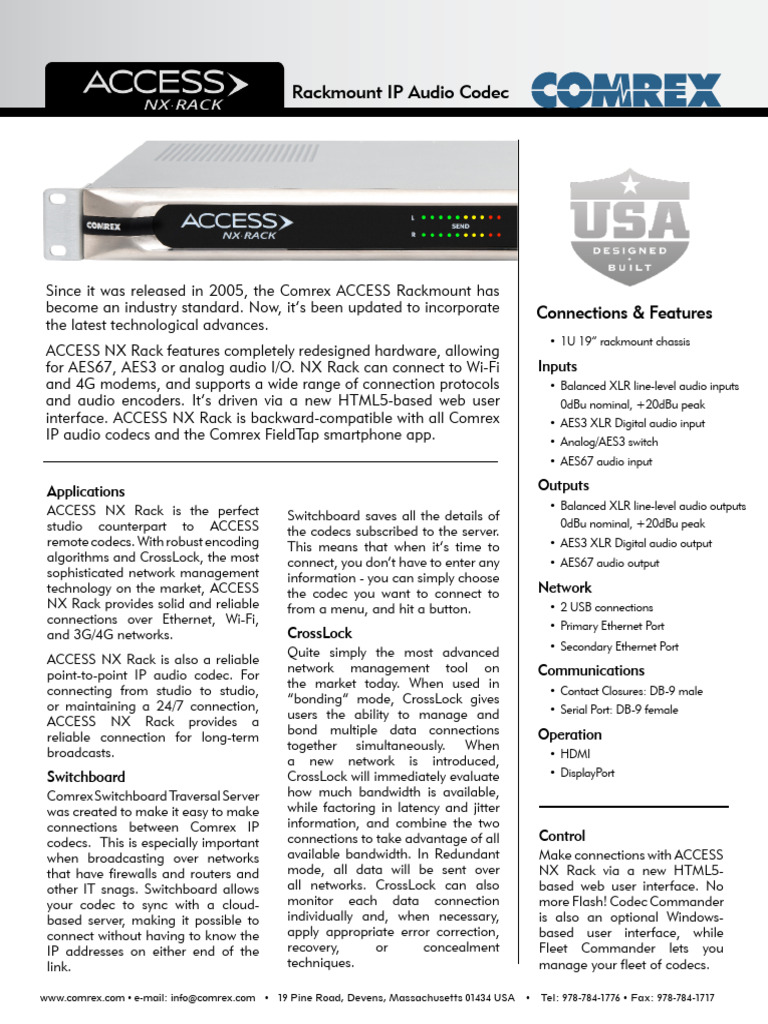 Comrex ACCESS NX Rackmount Overview | PDF | Computer Network | Data ...