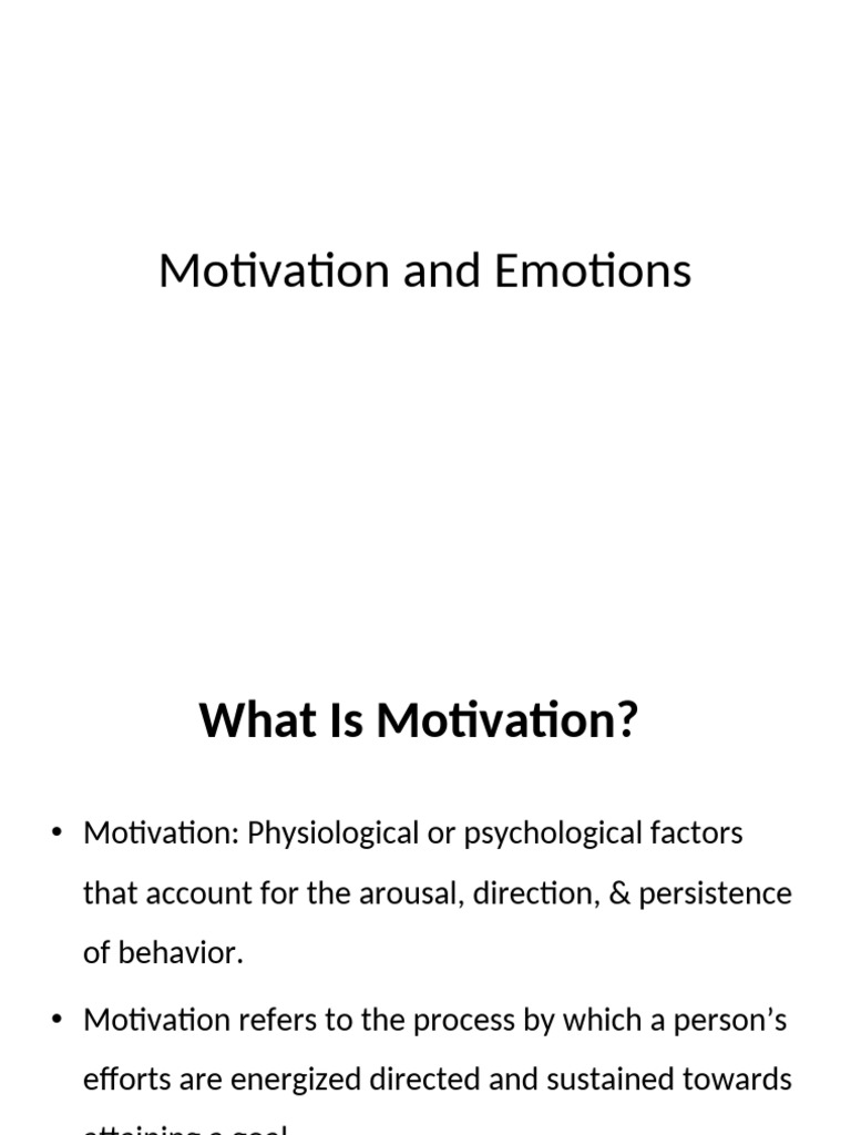 Motivation and Emotion | PDF | Motivational | Motivation